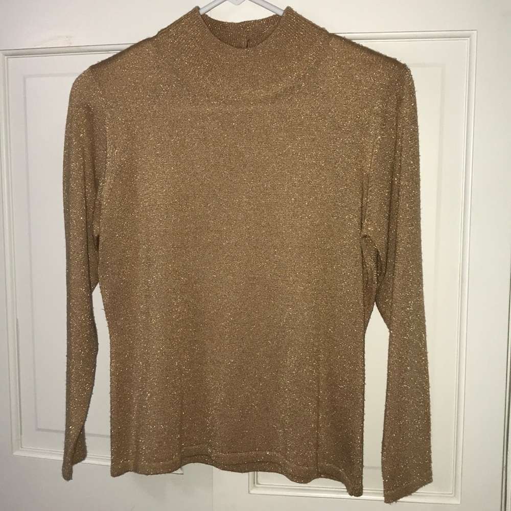 Gold mock neck top